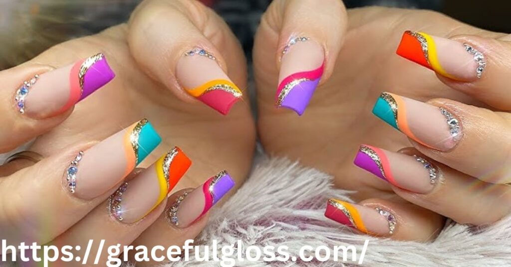 Matte and Colorful French Manicure