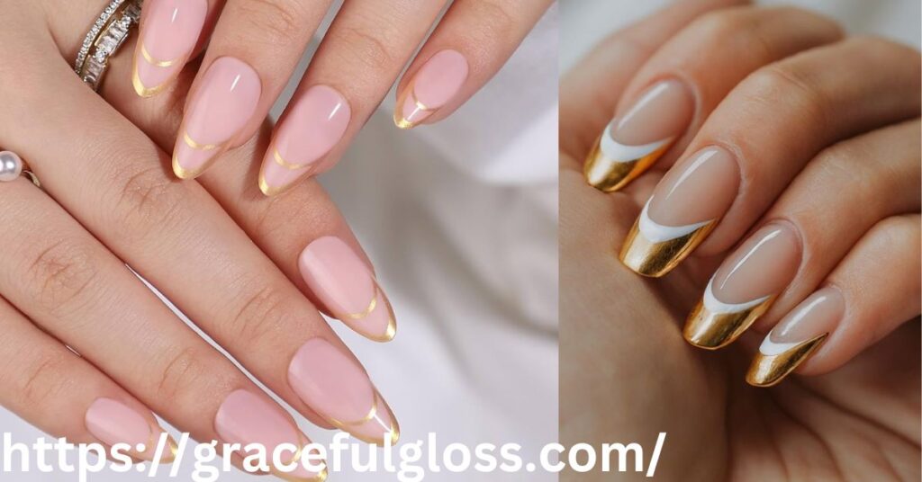 Marble French Tips with Gold