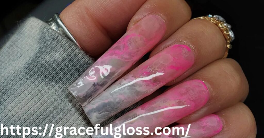 Pink and White Marble with Glitter