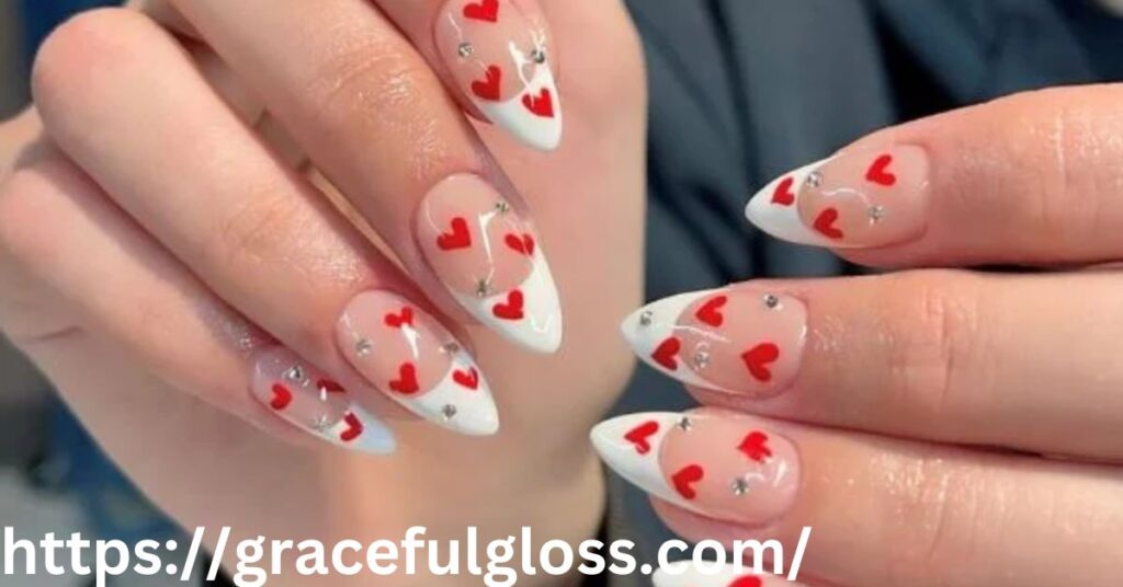 French Tips with Tiny Hearts