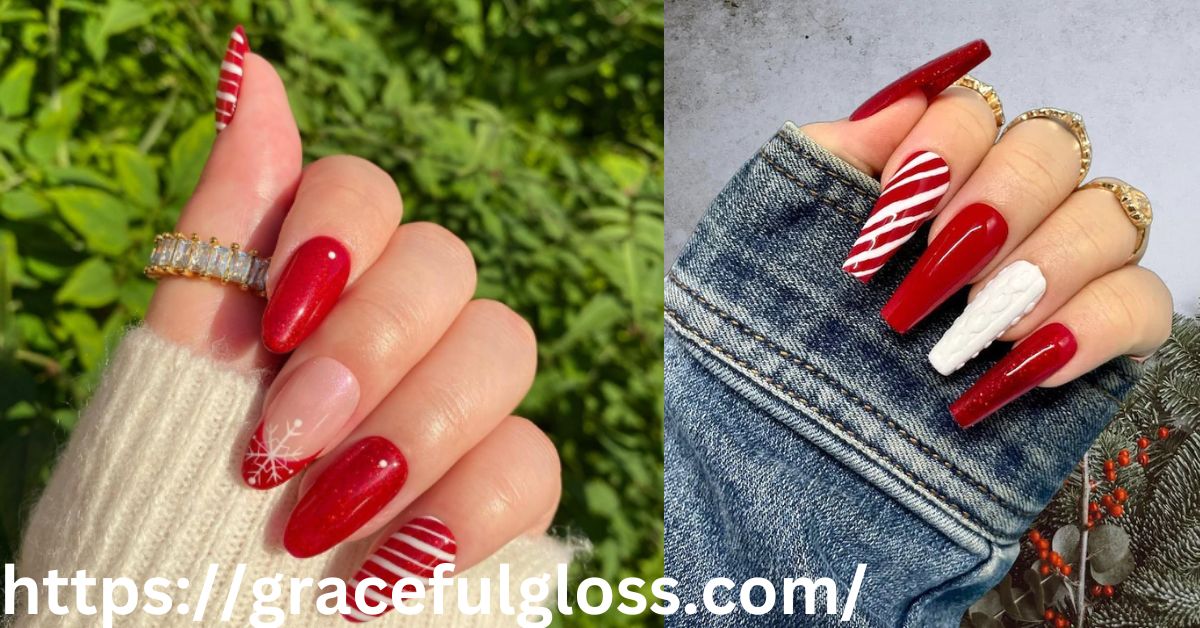 29 Christmas Nails Red and White to Awake Your Inner Santa