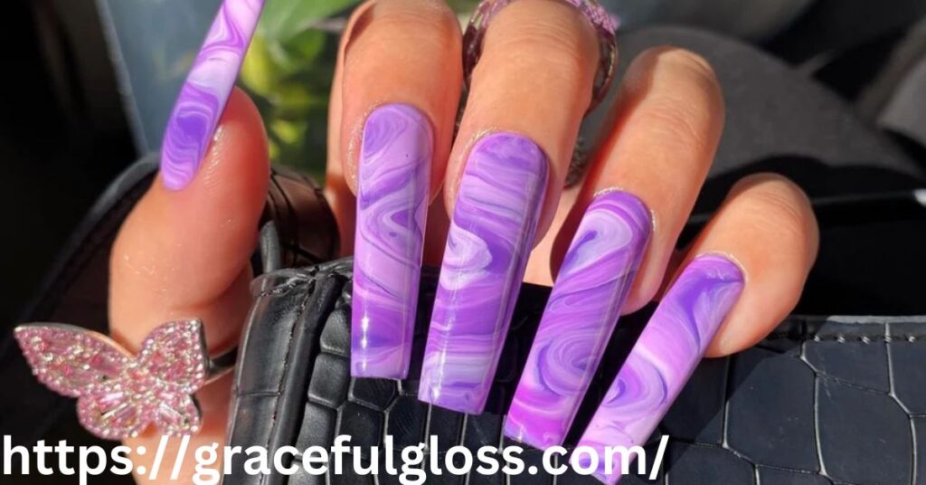 Long Purple Nails 24 chrome purple nails that are radiant and incredibly sexy