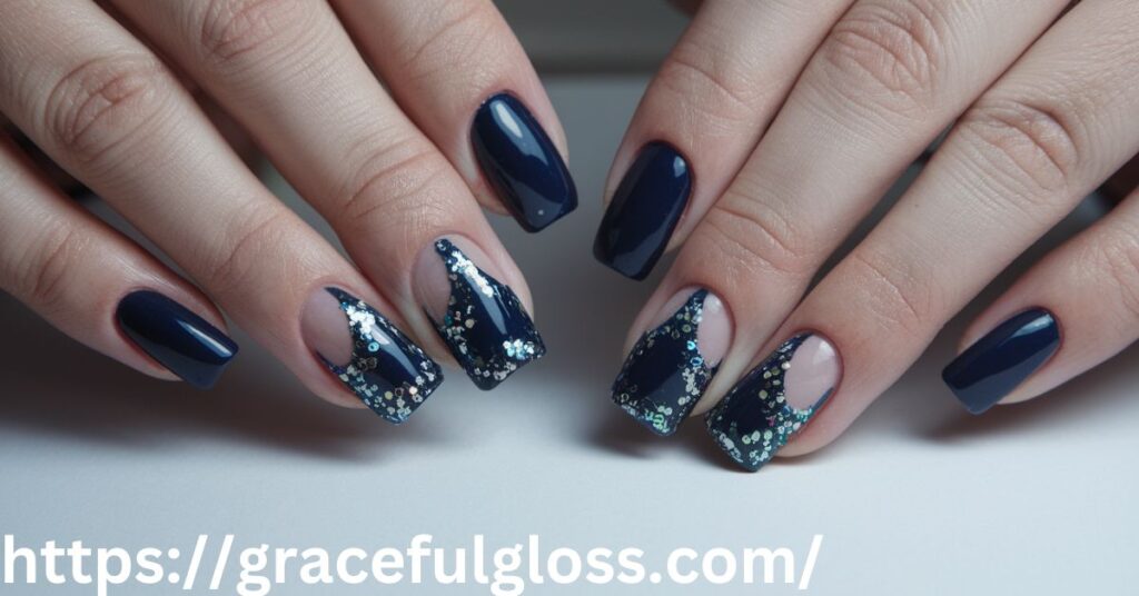 Navy Blue with Glitter Accents