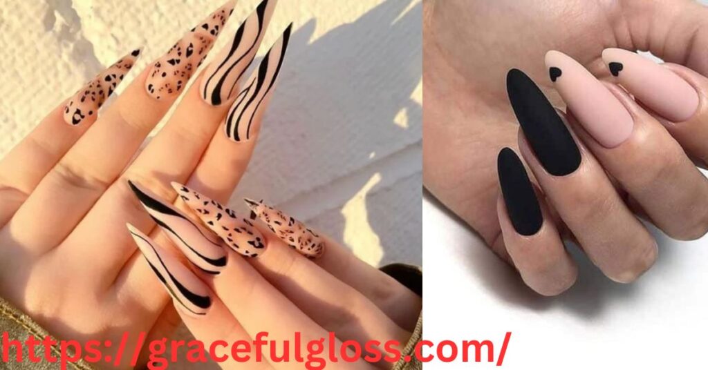  Sharp Stiletto Black Nails