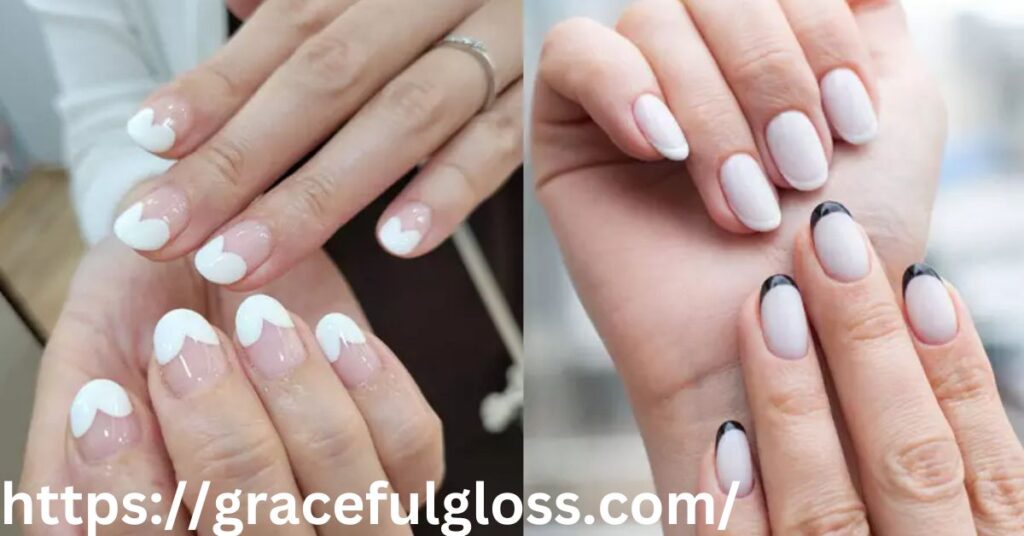 Silver Glitter Reverse French Manicure