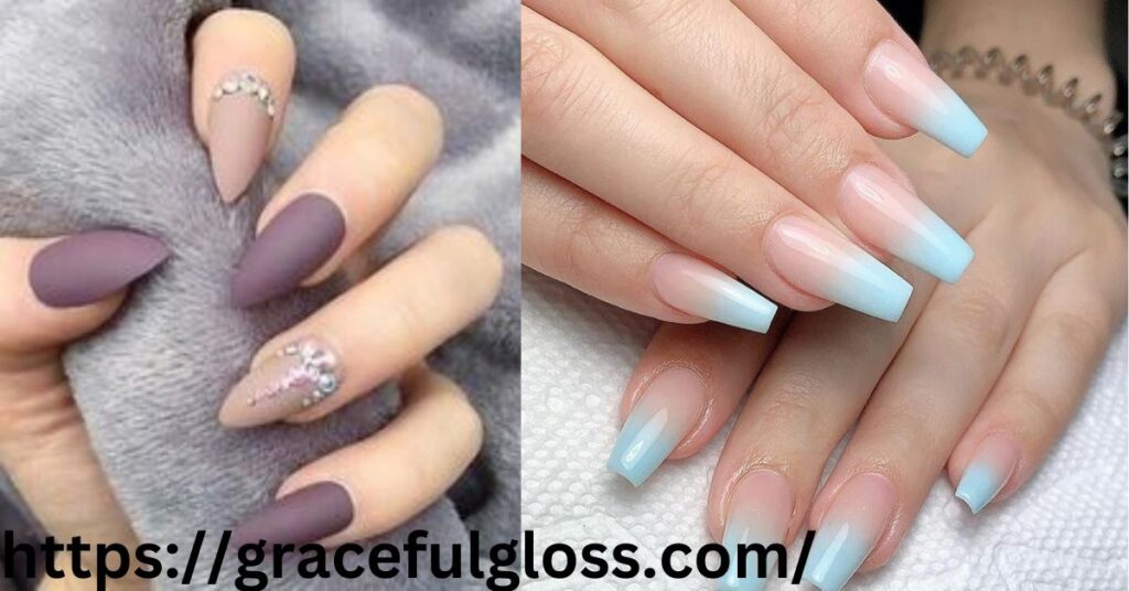 Slim Turquoise Nails with Light Blue