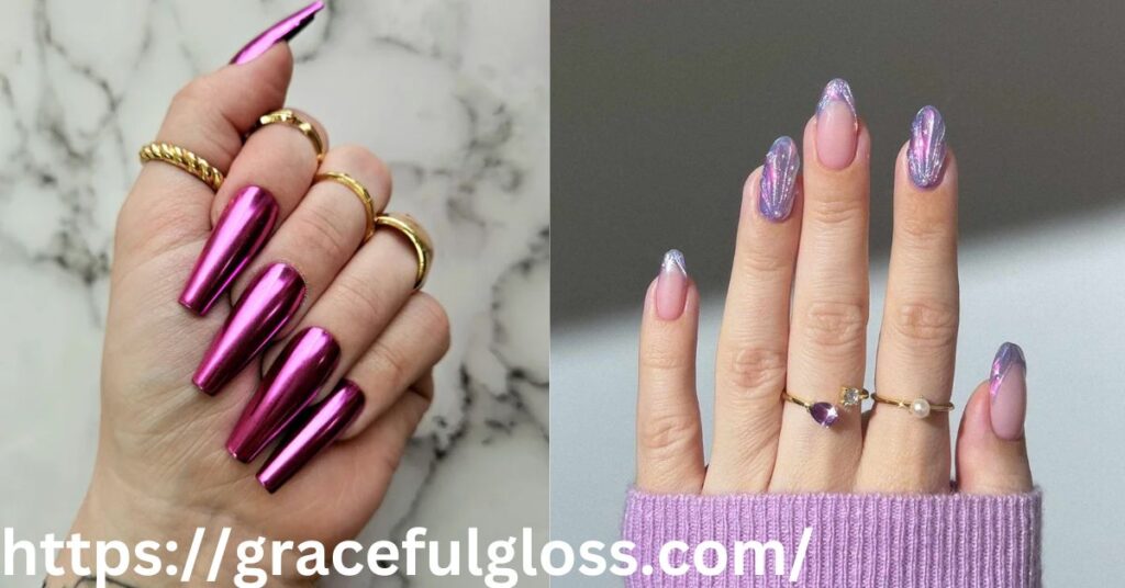 Solid Chrome Purple Nails