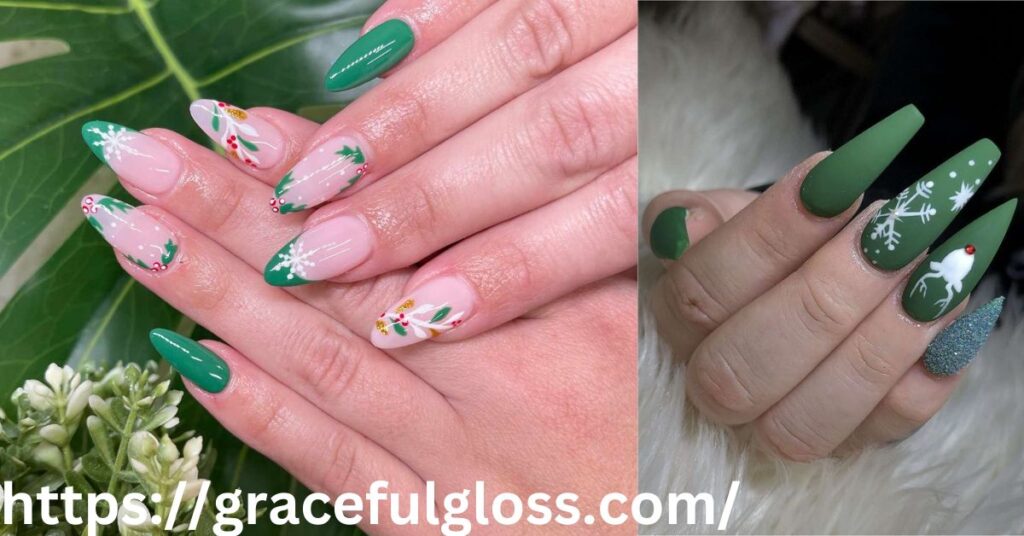 Holly Leaf Nail Design 31 christmas nail green designs that sleigh the holiday look