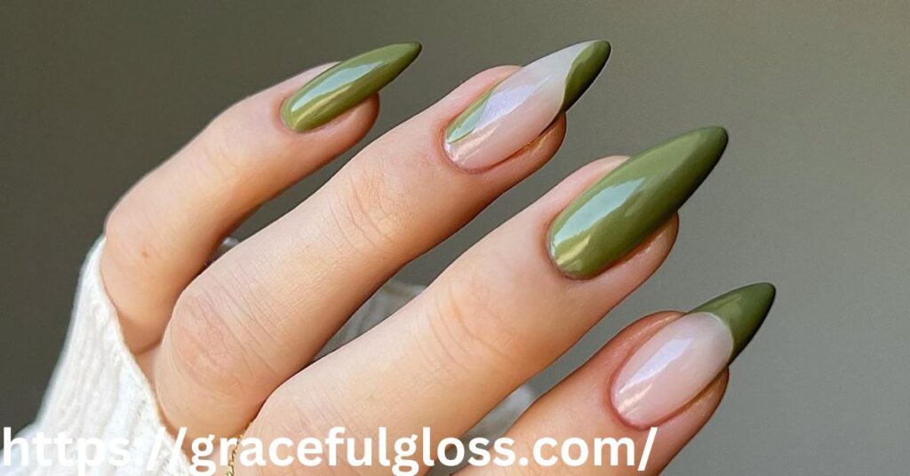 Magnetic Green with White Nail Art