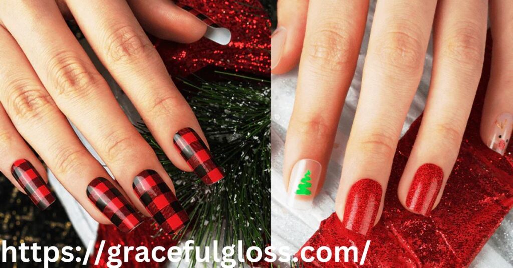 Short Christmas Nails in Gel