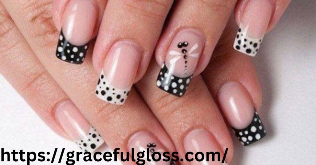 Polka Dots on French Tips23 white french tip nail designs for the elegant ladyes