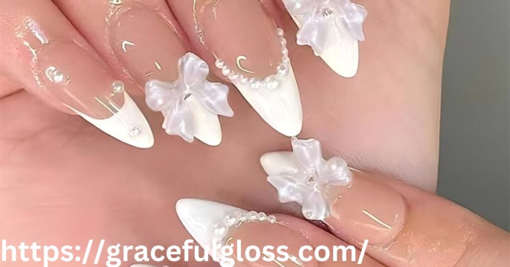 Jewels on French Tips23 white french tip nail designs for the elegant ladyes