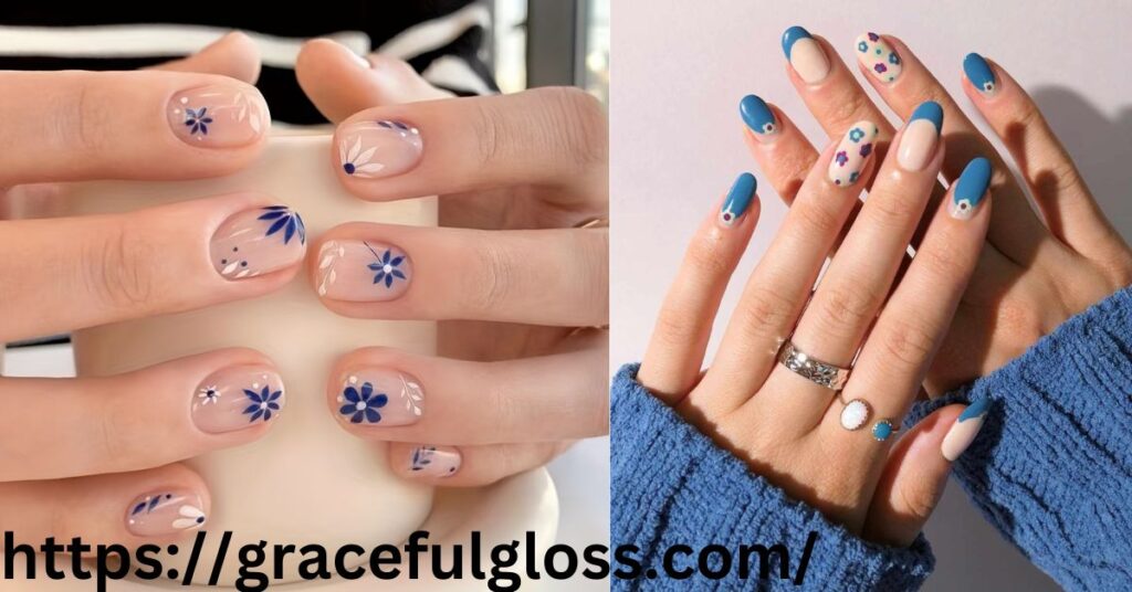  Clean Base with Blue Floral Patterns