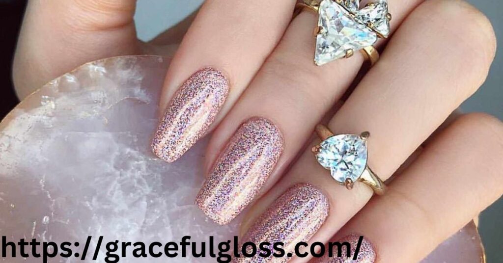 Rose Gold Glitter Nails26 pink christmas nails for a glam holiday vibe