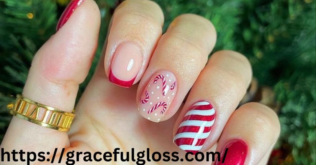 Pink and Red Holiday Nails