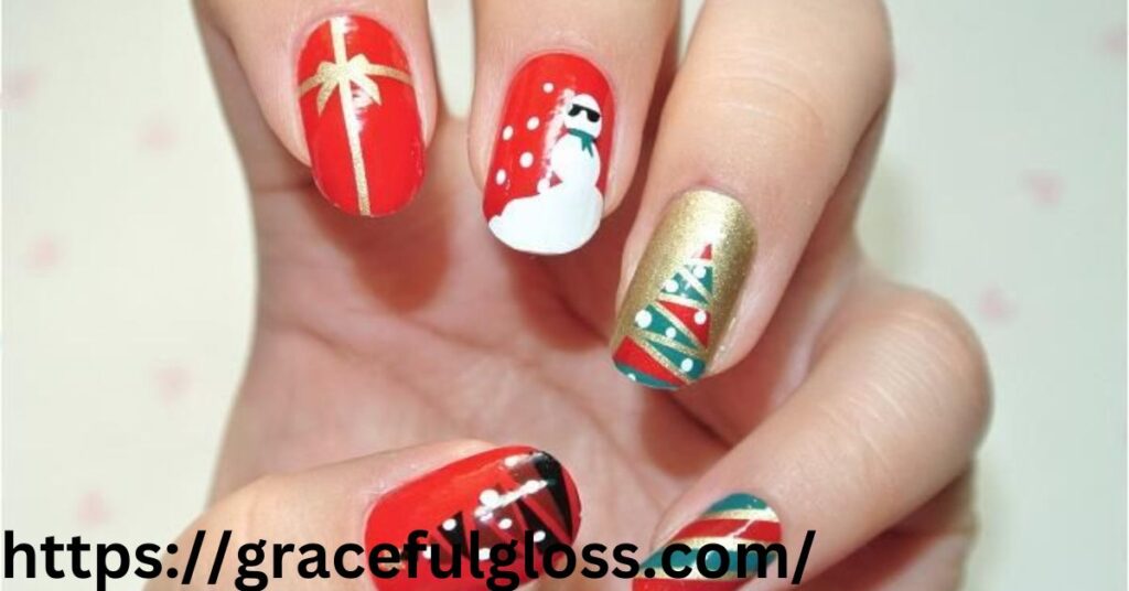 Santa Inspired Christmas Nails