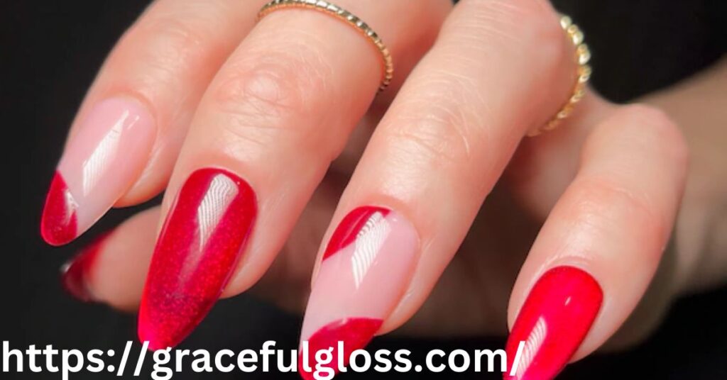 Red and White Velvet Nails