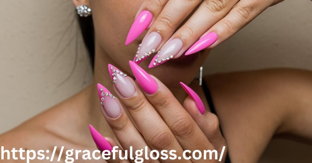 Stiletto Pink Nails: Bold and Edgy