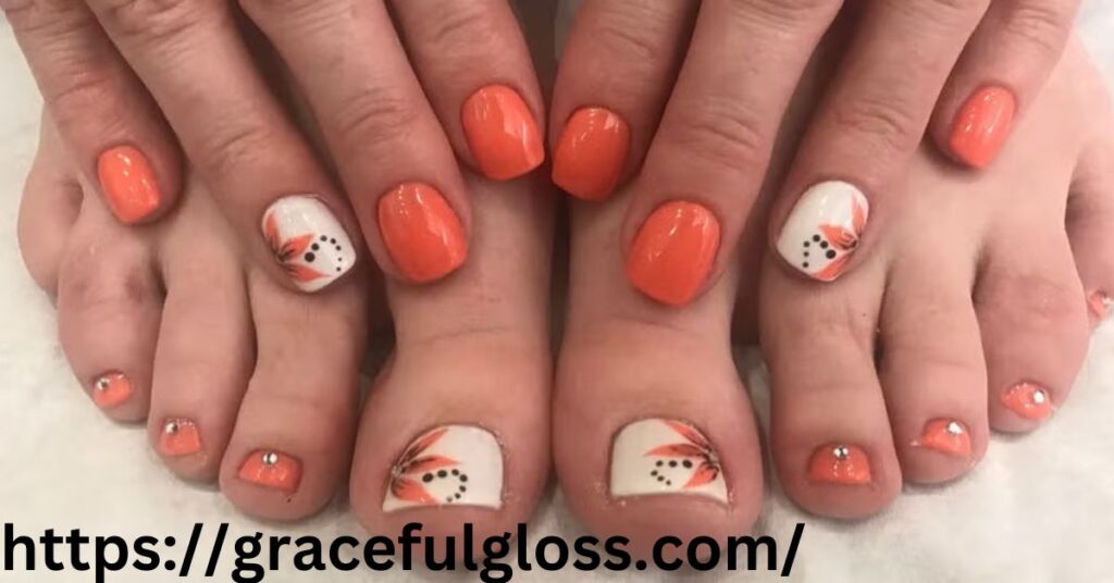 Orange Toe Nail Design