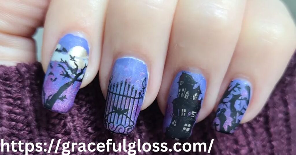 Haunted House Nail Art