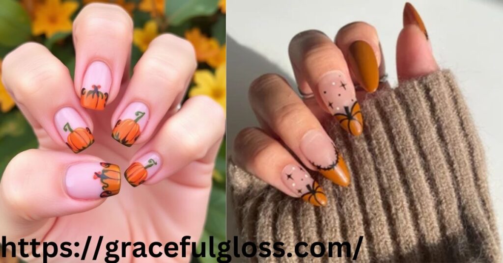 Pink Pumpkin Patch Nails