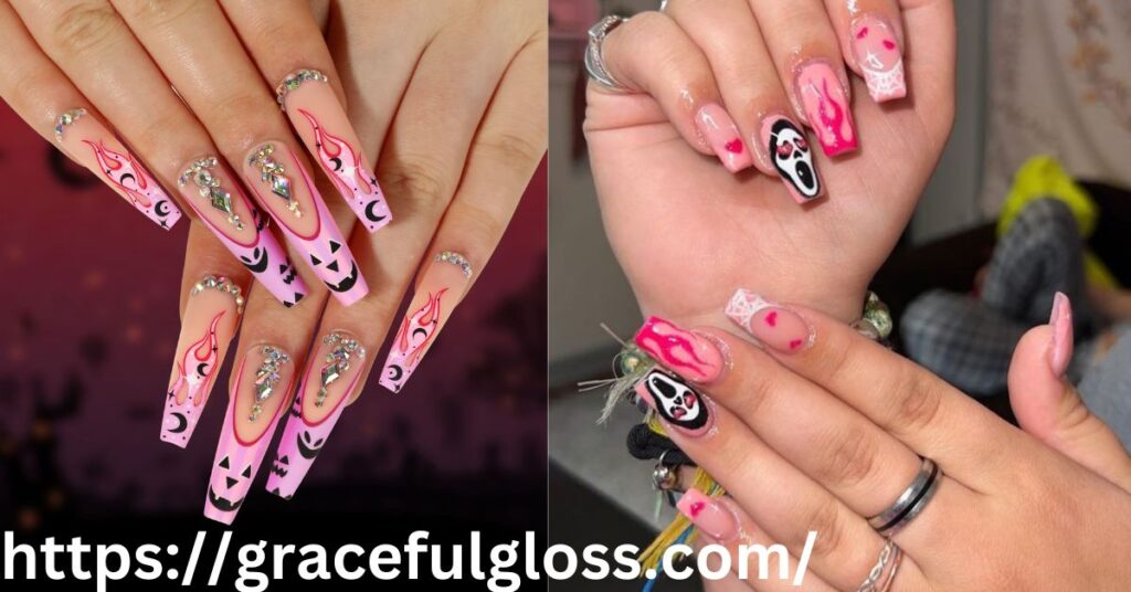 Pink Ghostface Nails